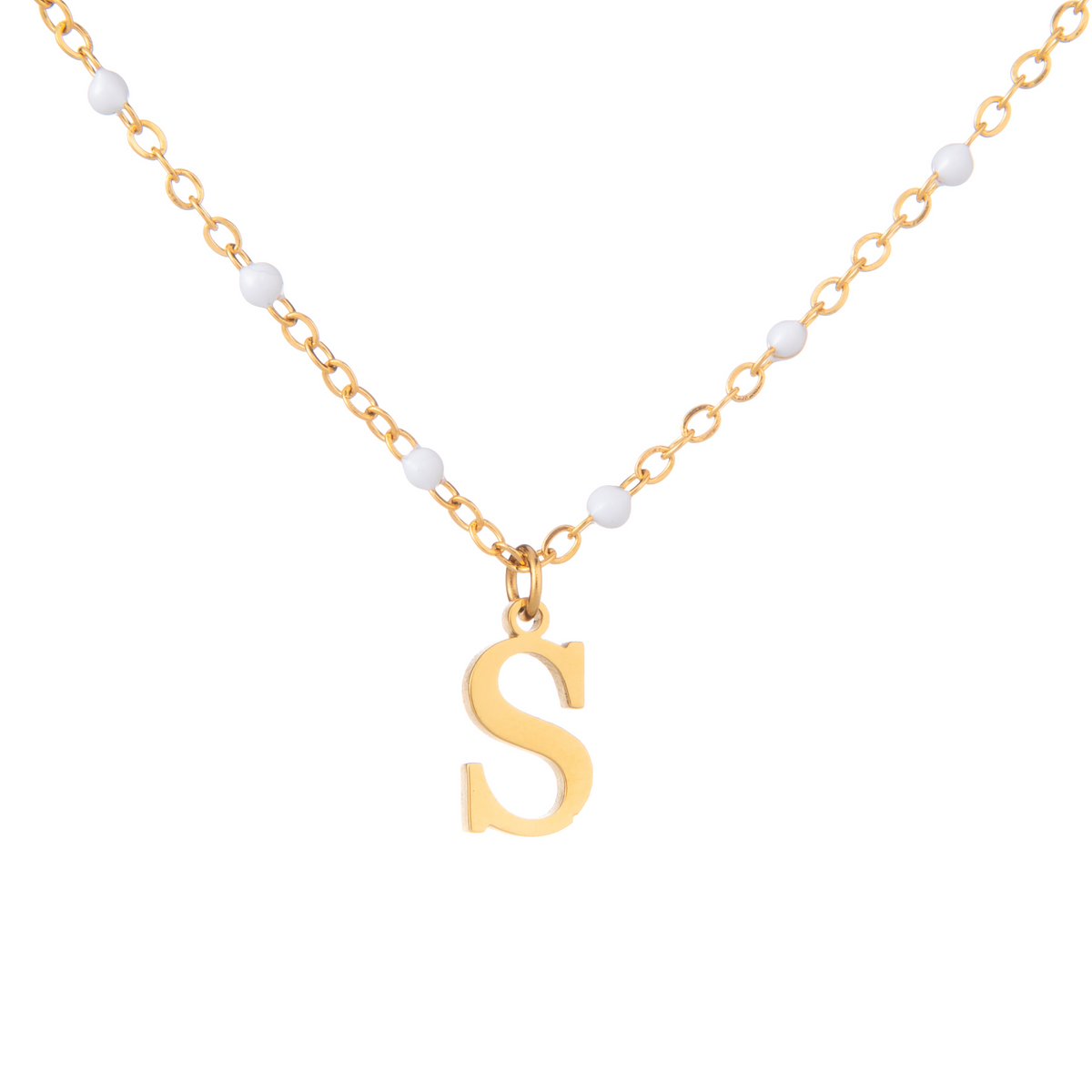 Personalised Initial Necklace with Beaded Chain