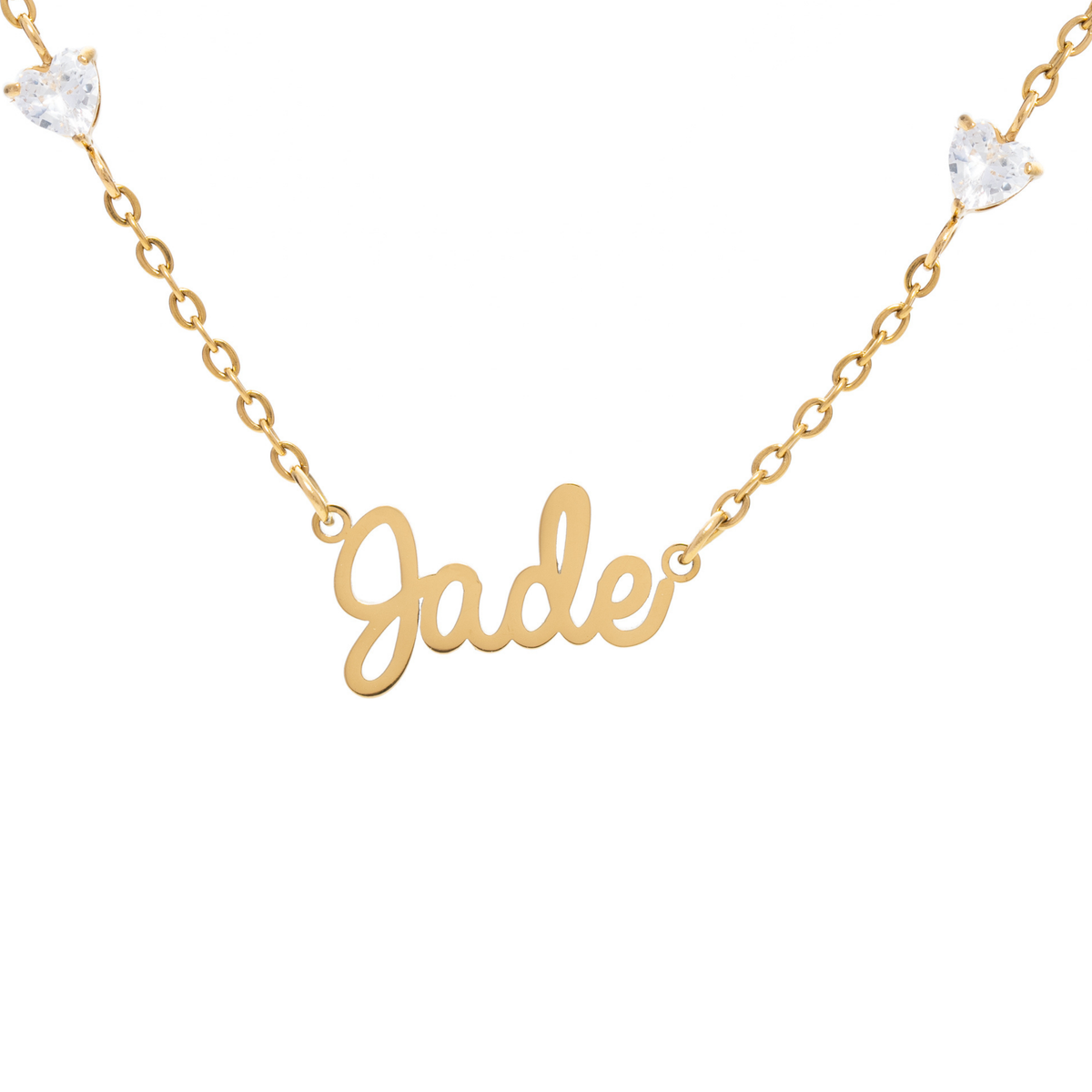 Personalised Name Necklace with 4 Crystal Hearts