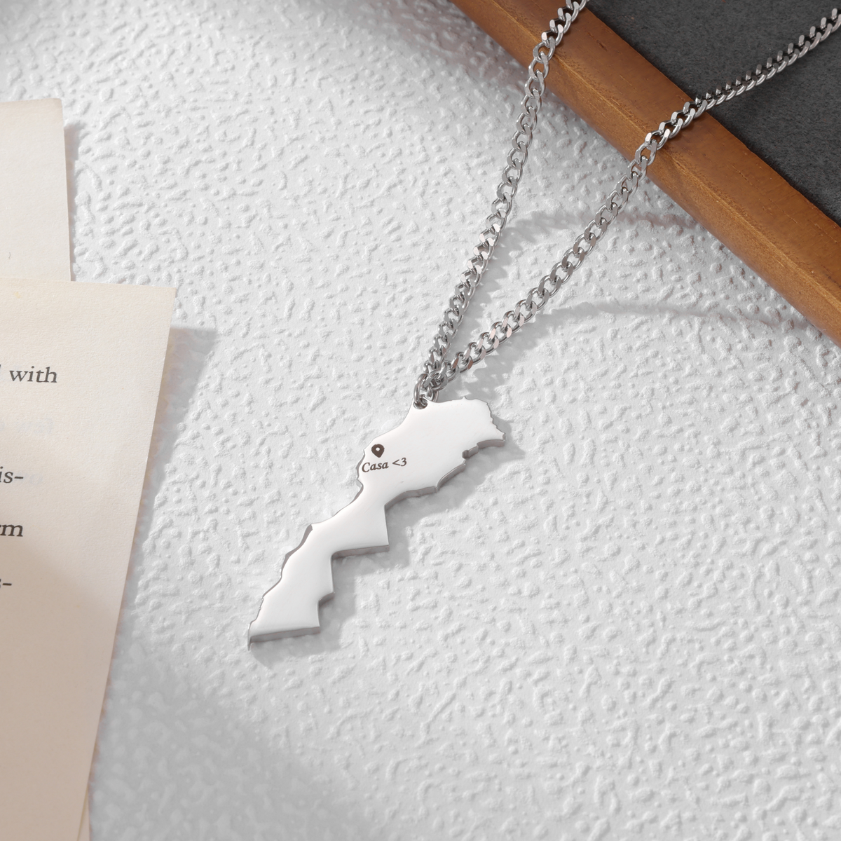 Men’s Personalised Map Pendant Necklace