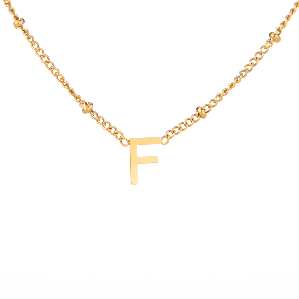 Minimalist Initial Necklace with Beaded Chain