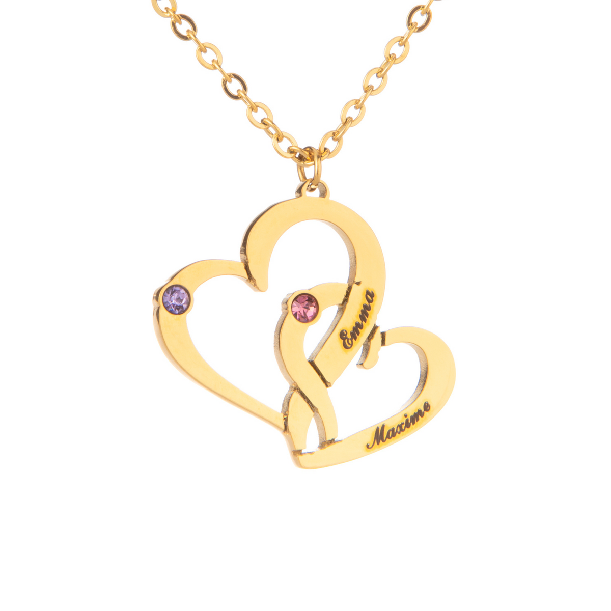 Personalised Intertwined Hearts Necklace with Birthstones
