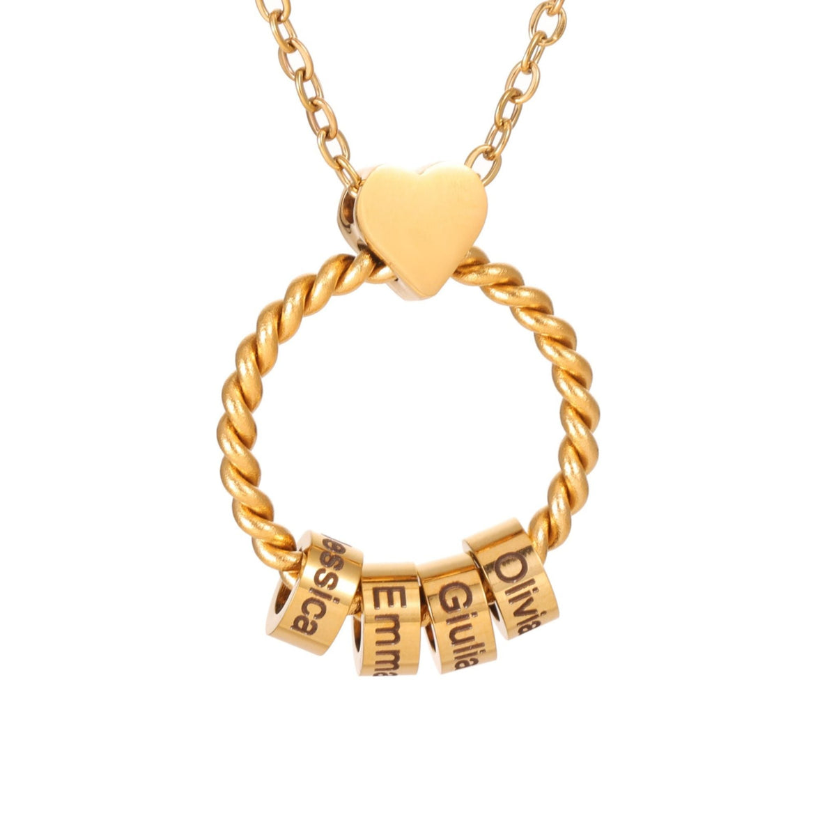 Personalised Heart Circle Necklace – Up to 4 Names