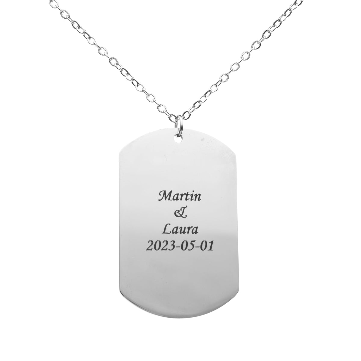 Personalised Silver Dog Tag Necklace