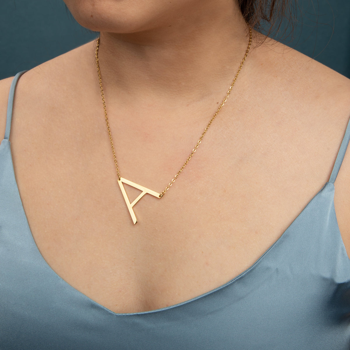 Initial Necklace - Asymmetrical Letter Pendant