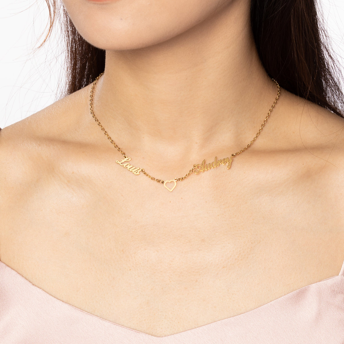 Personalised Heart & Names Necklace