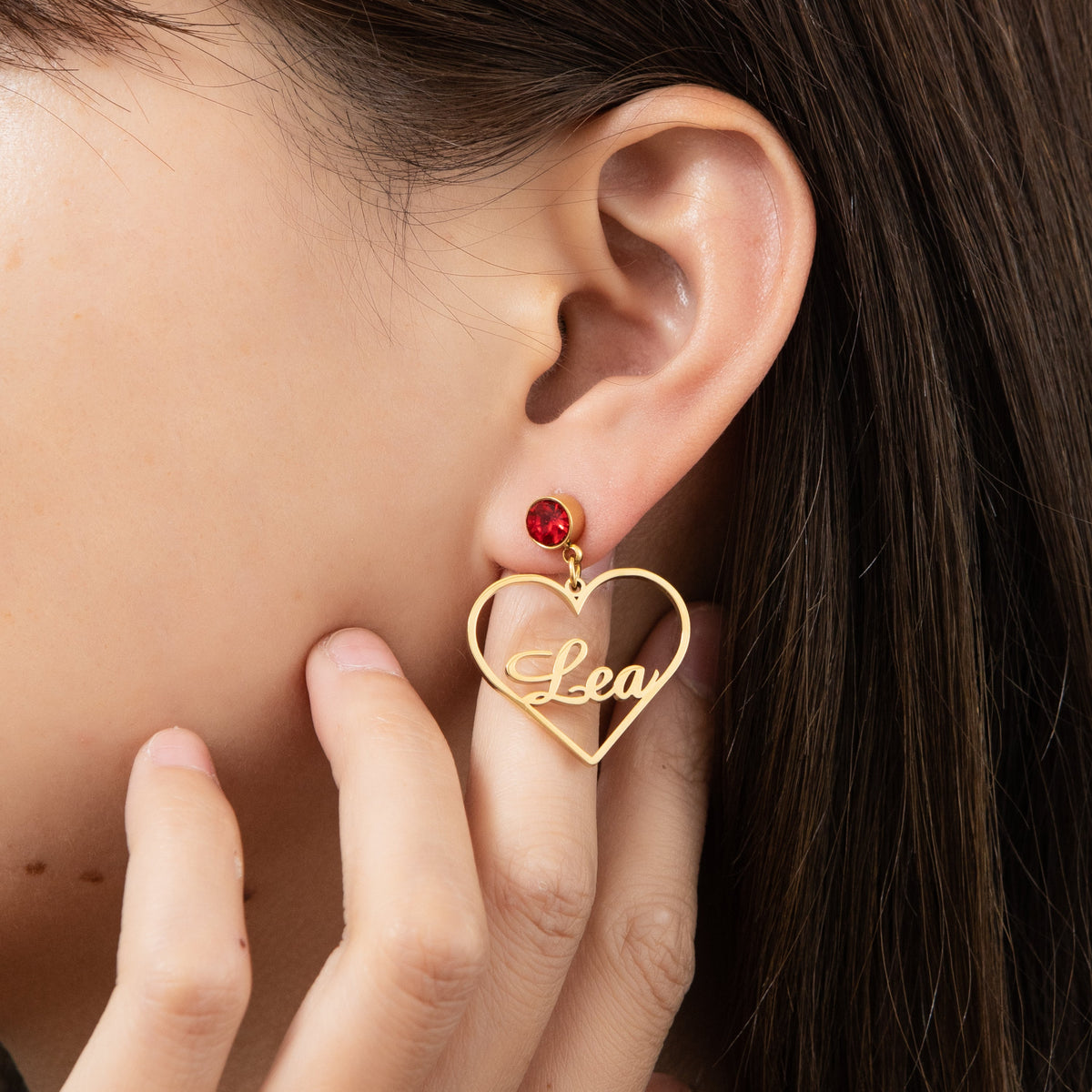 Personalised Heart Name Drop Earrings