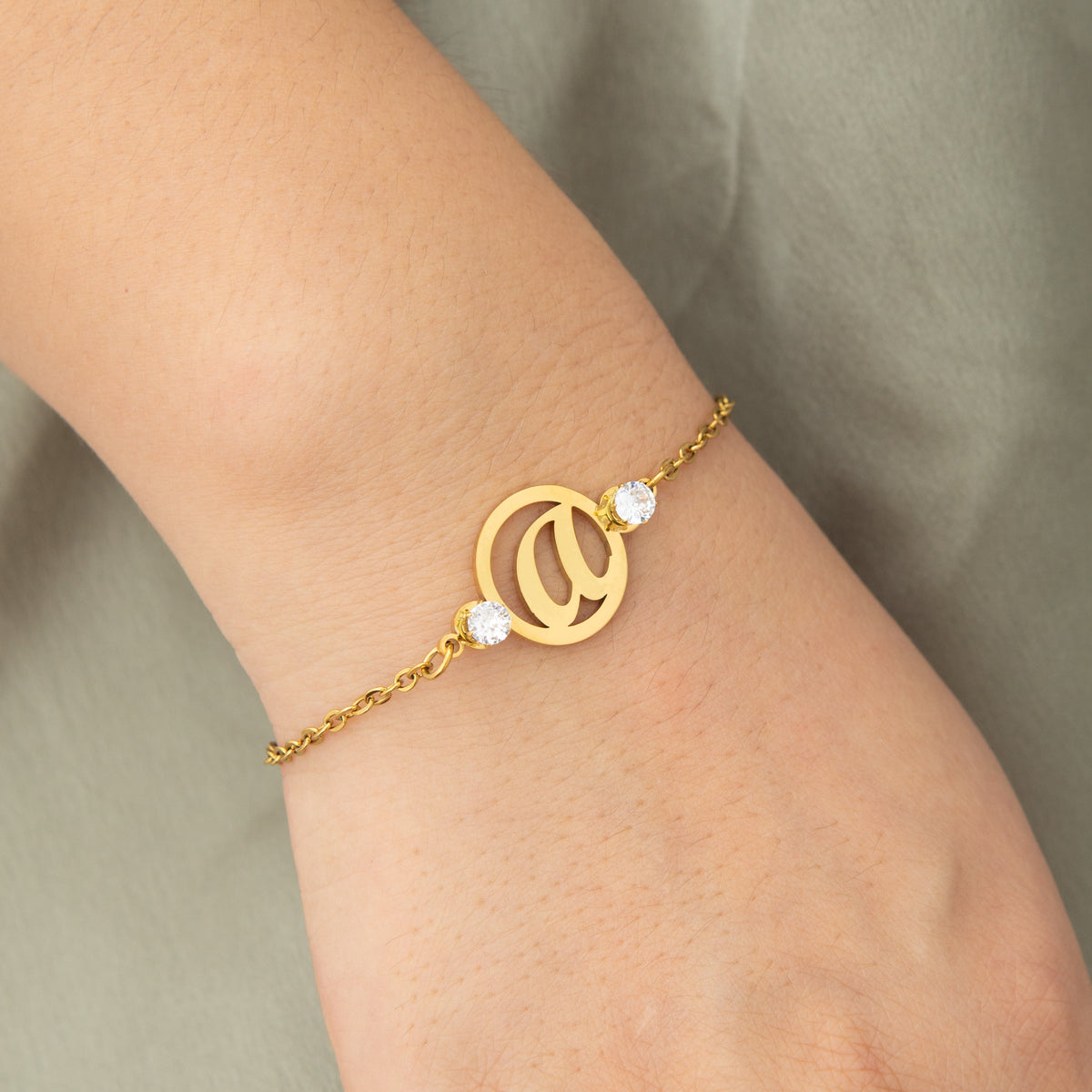 Personalised Bracelet with Initial and Crystal
