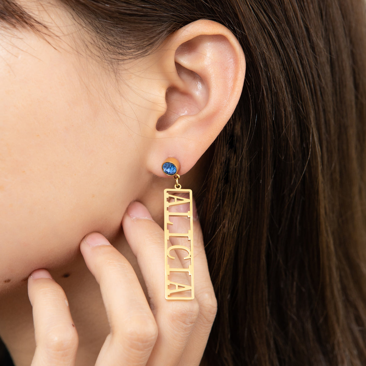 Personalised Text Bar Drop Earrings