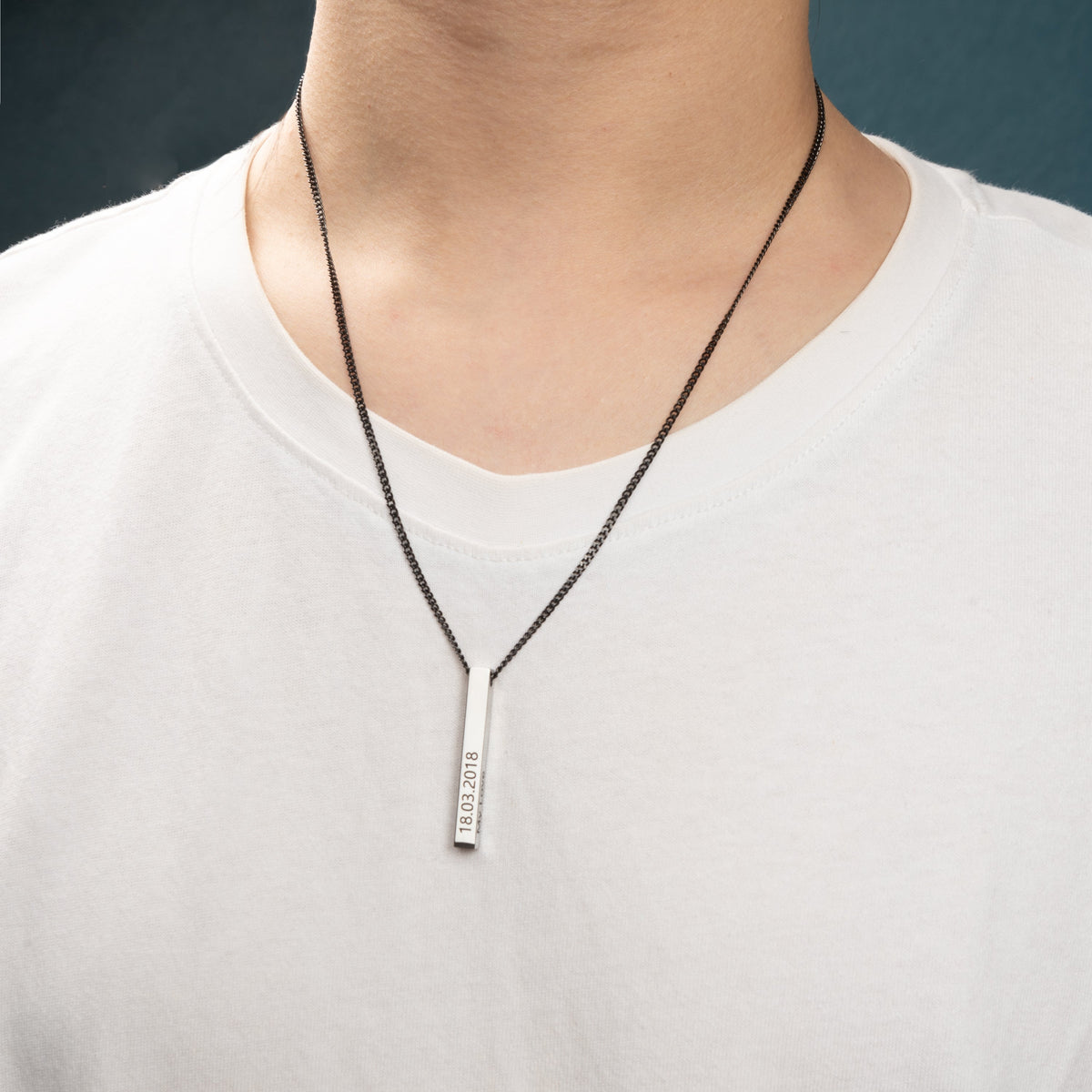 Personalised Men 3D Bar Necklace