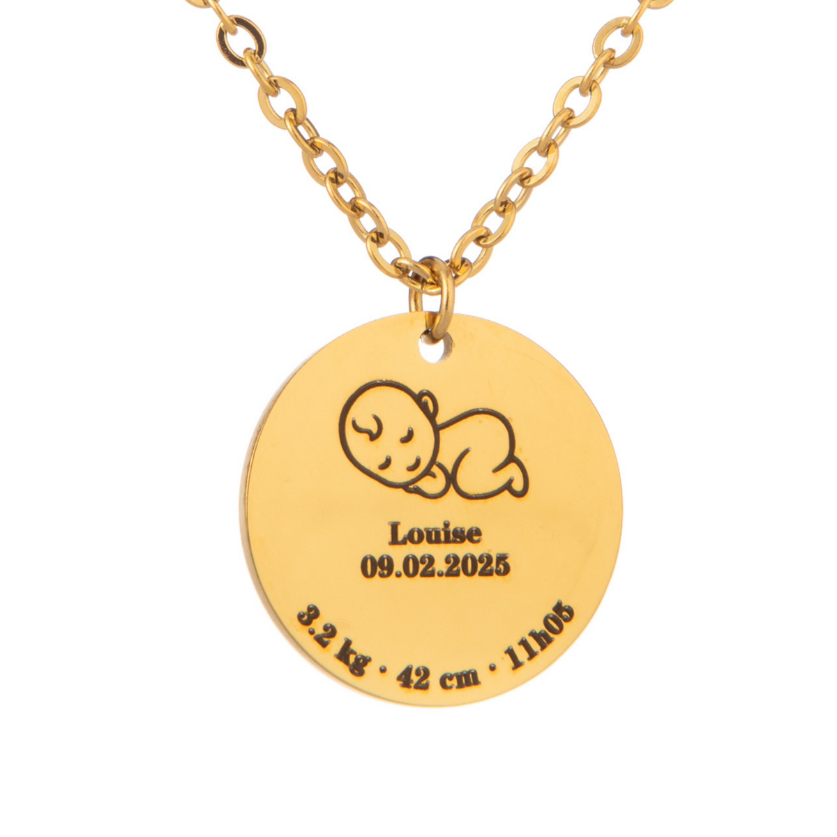 Personalised Baby Birth Details Necklace