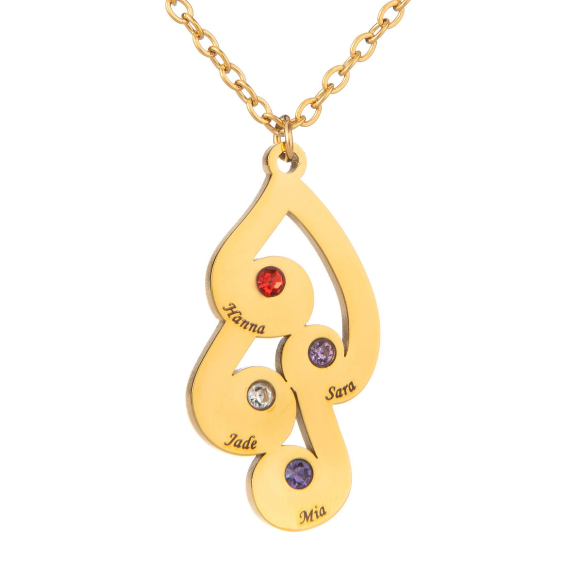 Personalised Intertwined Droplet Name & Birthstone Necklace