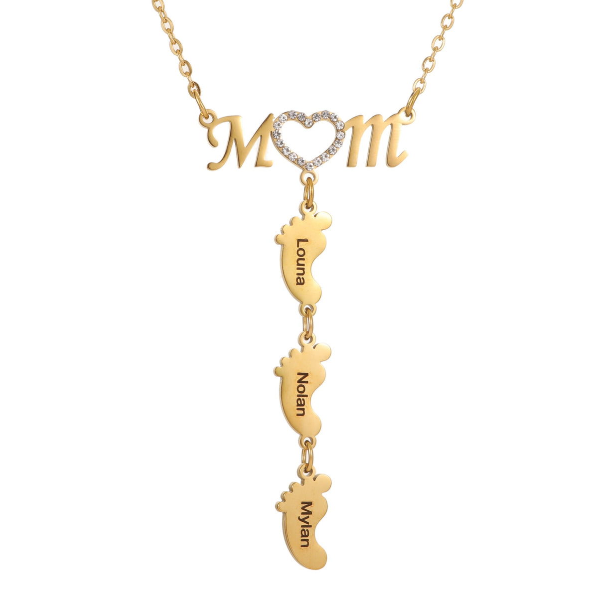 Personalised Baby Feet Necklace (1–3 Names)