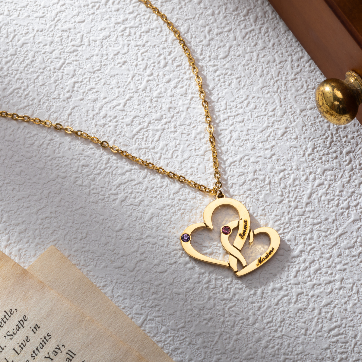 Personalised Intertwined Hearts Necklace with Birthstones