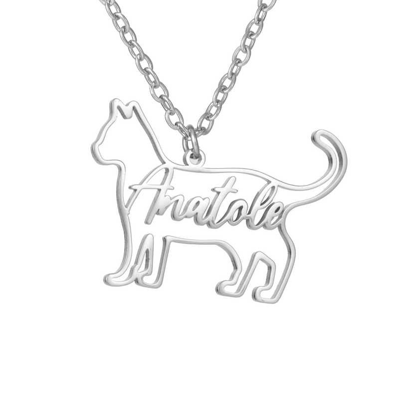 Personalisierte Tier-Silhouette-Halskette mit Name