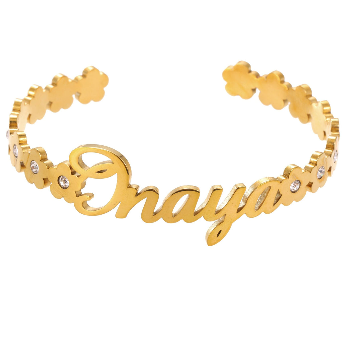 Personalised Open Cuff Crystal Name Bracelet