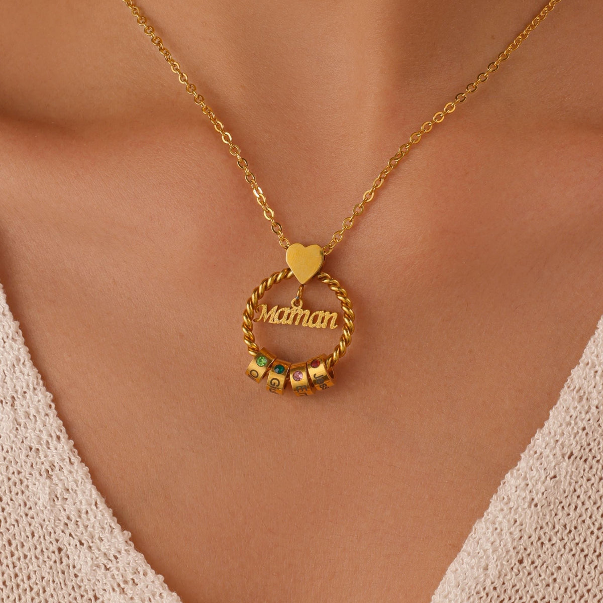 Personalised Mum’s Circle of Bonds Birthstone Necklace