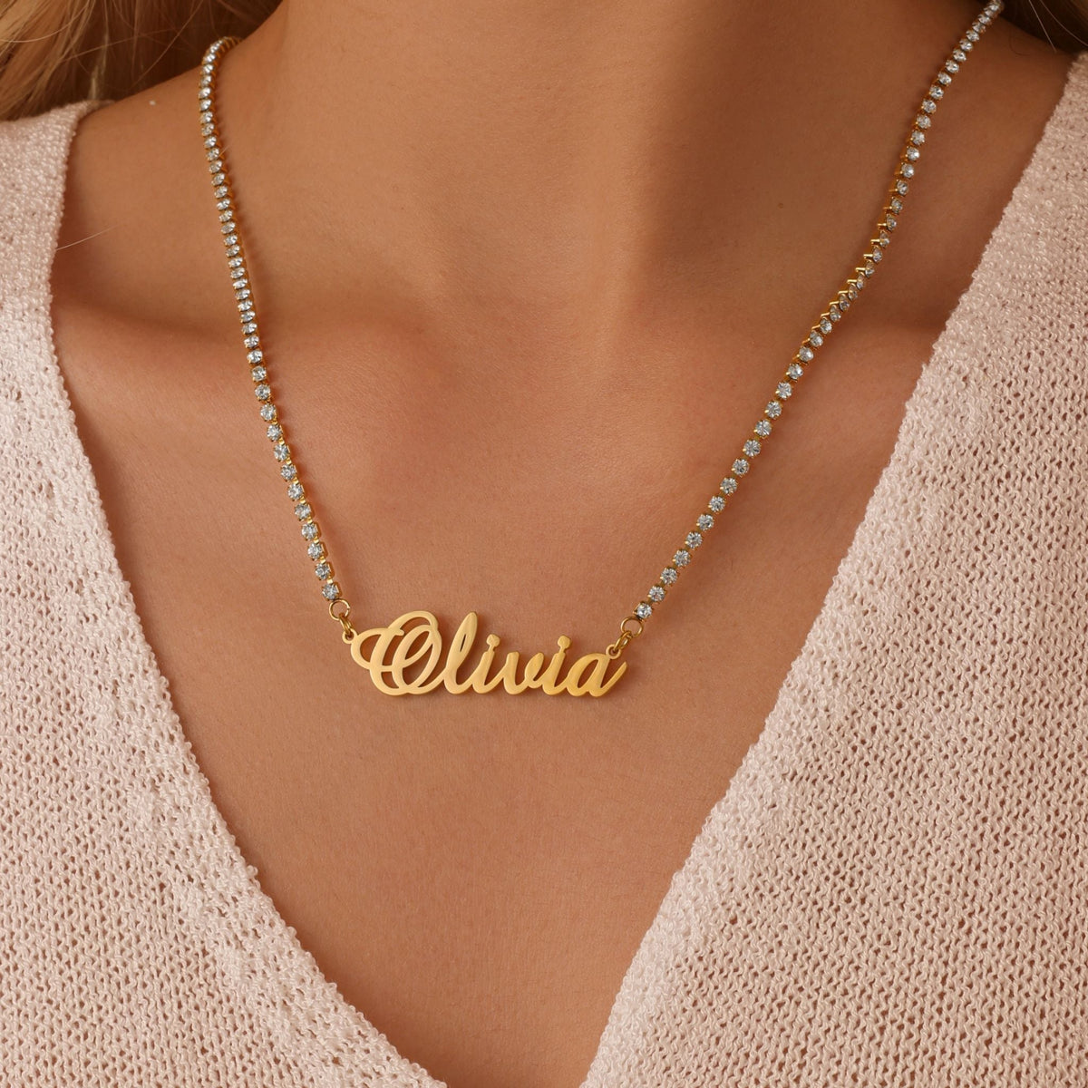 Personalised Sparkling Tennis Name Necklace