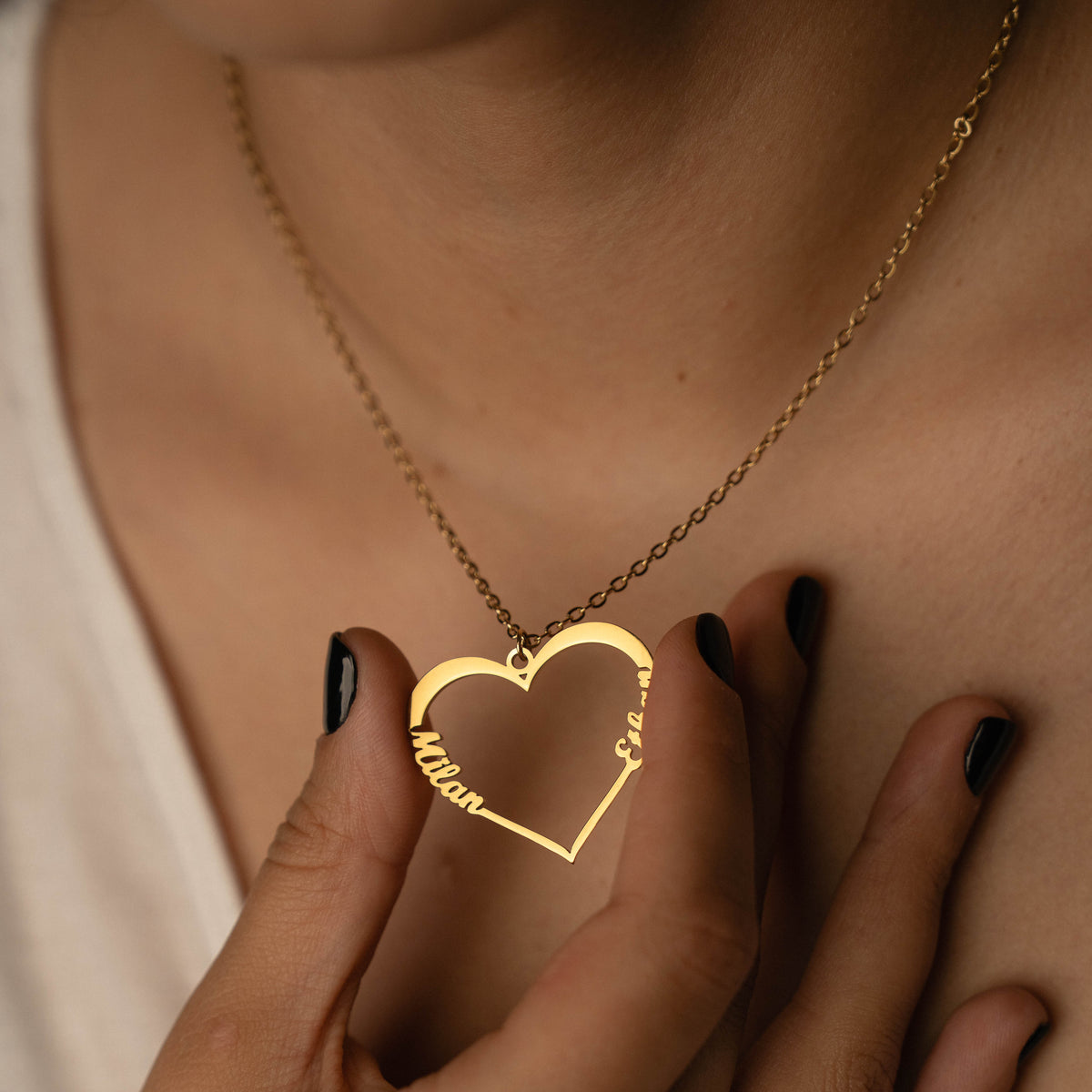 Personalised Two Name Heart Necklace