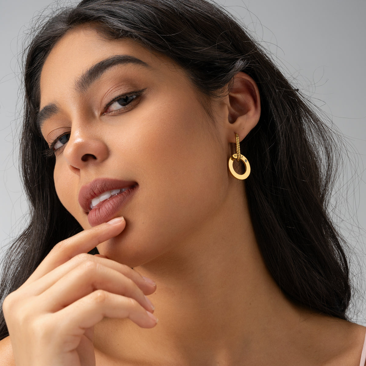 Personalised Hoop Earrings with Twisted Ring & Clear Crystal