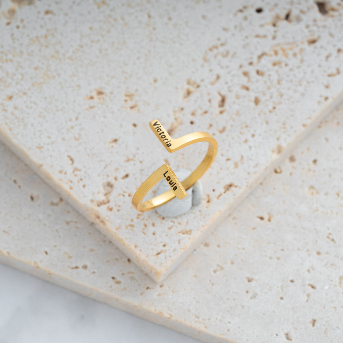 Vertical Dual Name Ring
