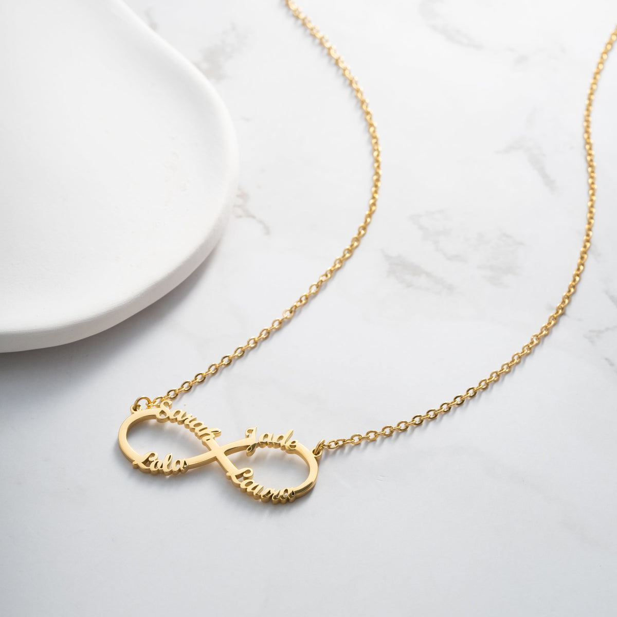 Personalised Four Name Infinity Necklace