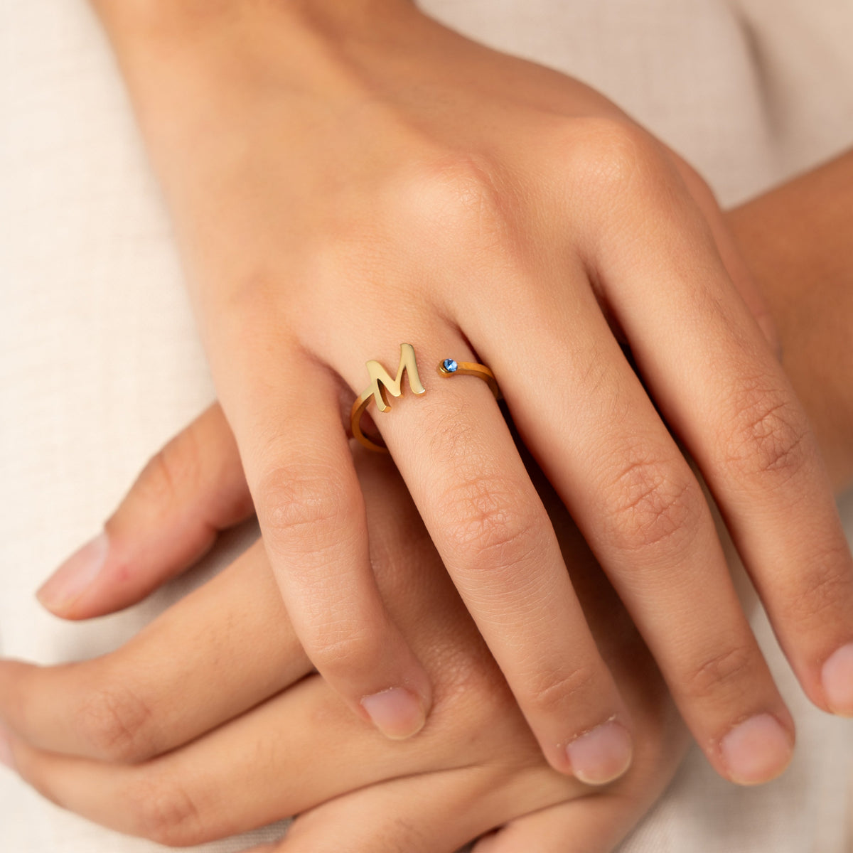 Personalised Birthstone Initial Ring