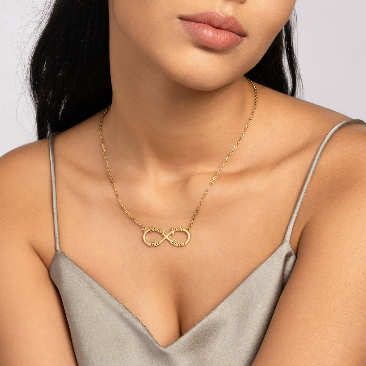 Personalised Four Name Infinity Necklace