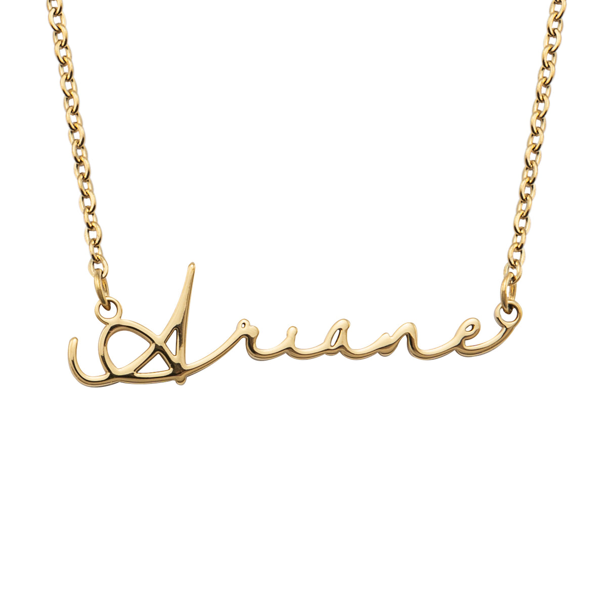 Horizontal Signature Name Necklace – Personalised in Script Font