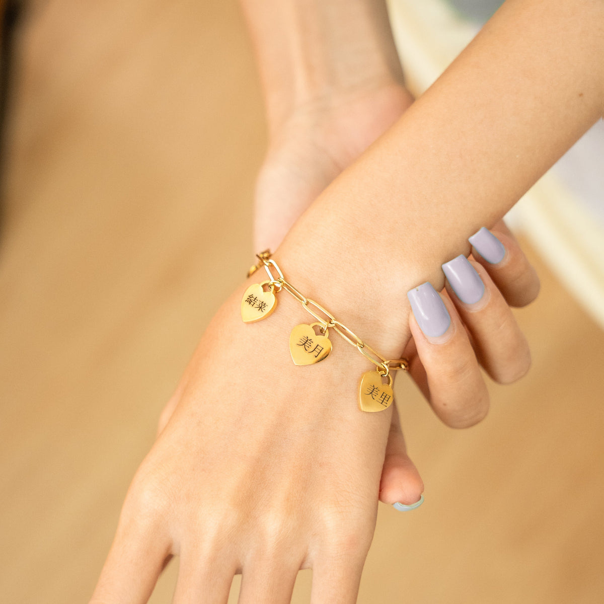 Japanese Personalised Multiple Hearts Bracelet