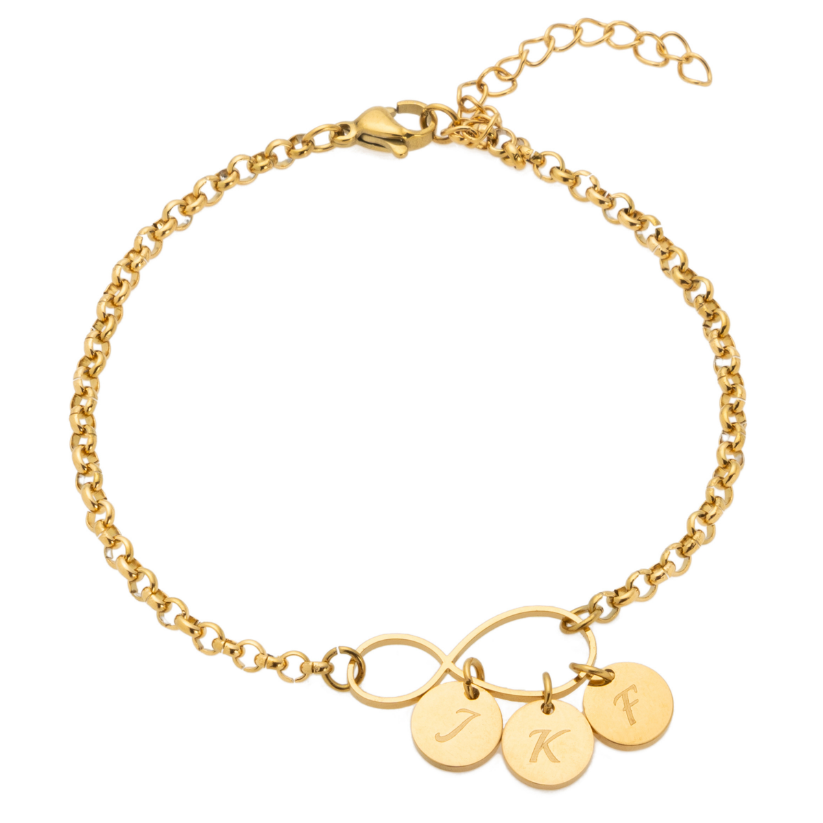 Personalised Infinity with Initial Charms Bracelet