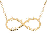 Personalised Four Name Infinity Necklace