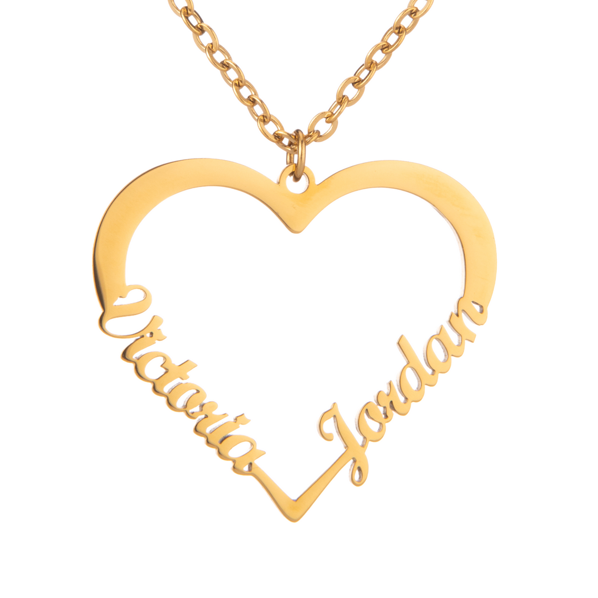 Personalised Two Name Heart Necklace