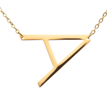 "A" Letter Shape pendant necklace on a white background