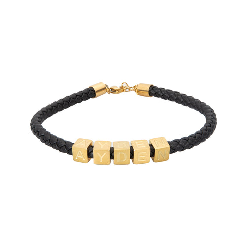 Armband mit personalisierbarem 3D-Würfel schwarz gold
